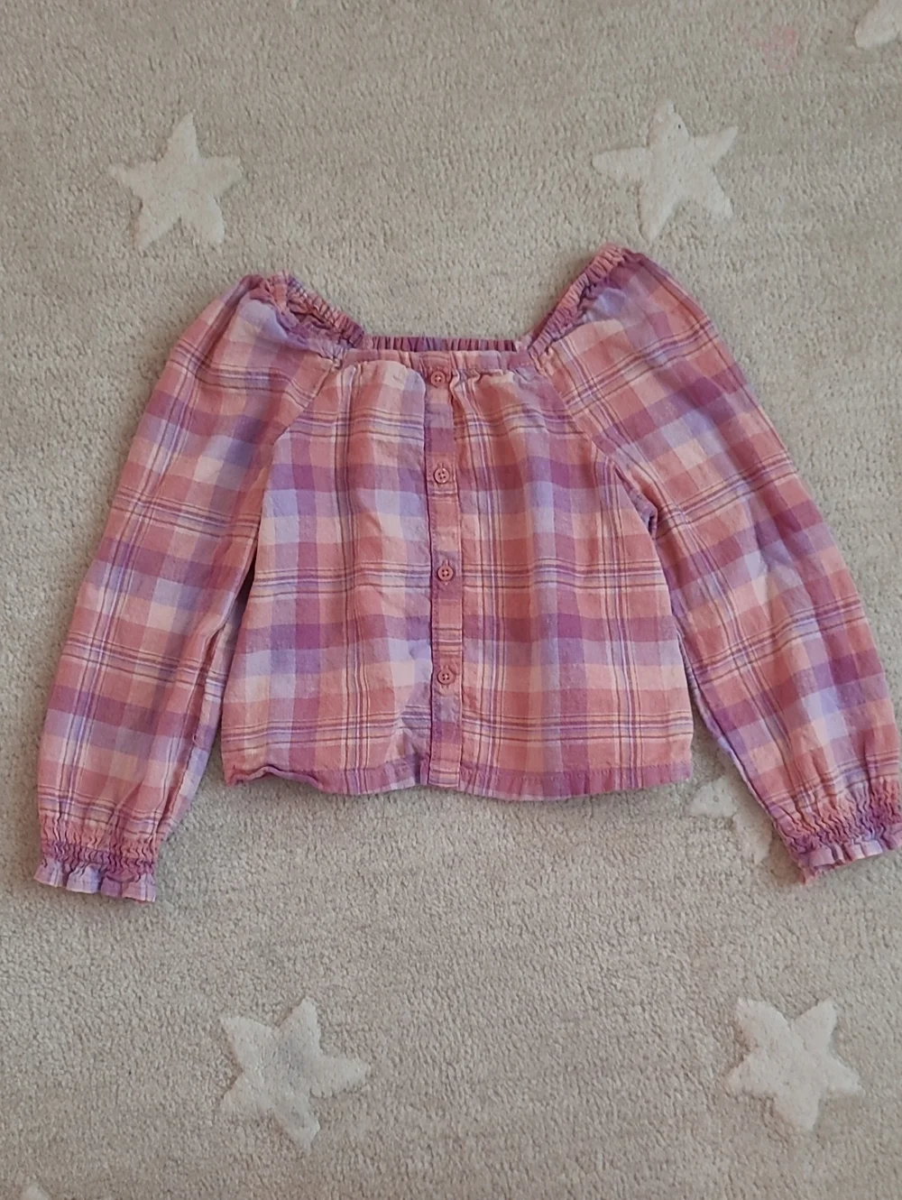 OshKosh B'gosh Pink and Lavender Plaid Button Blouse